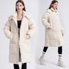 Женское длинное зимнее пуховое хлопковое пальто до колена, утолщенное средней длины, свободное, с набивкой в виде хлеба