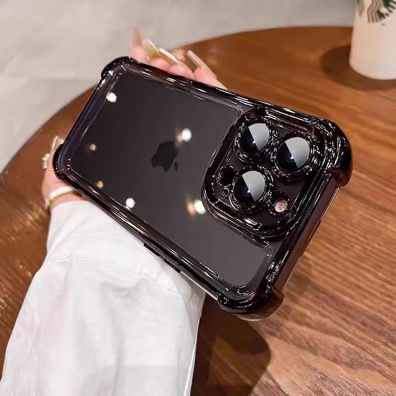 Подходит для iPhone17Pro Чехол для мобильного телефона с подушкой безопасности Прозрачный Четыре угла Противоударный Apple 16E Гальваническое покрытие 15 Защитный чехол с полной защитой