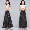 Шифоновая юбка женская с цветочным принтом средней длины с высокой талией тонкая ретро большая распашная юбка трапециевидной формы для танцевального темперамента пляжная юбка весна-лето