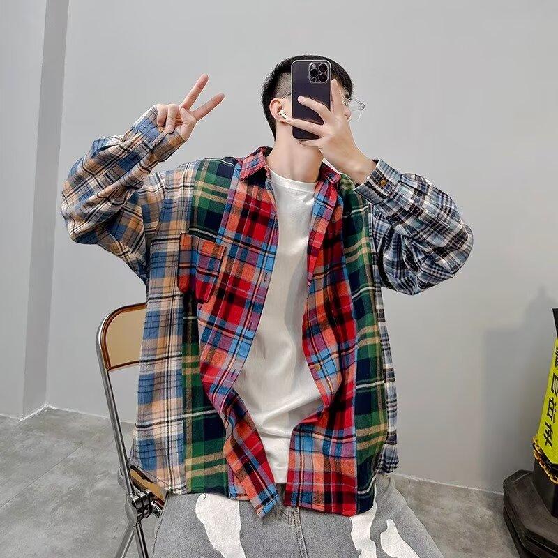 Рубашка с длинным рукавом с буквенным принтом 2024 года в японском стиле в стиле Гонконга, свободная рубашка для мальчиков, летнее модное универсальное повседневное пальто
