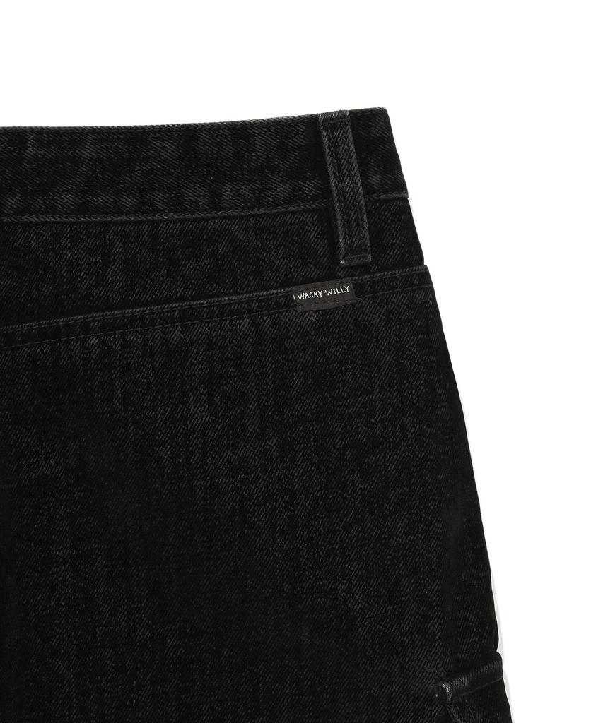 Wacky Willy Women'S Velvet Denim Cargo Mini Skirt Black