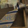 Tie Men'S Retro Coffee Wedding Stage British 8Cm Dress Professional Business Hand Blue Stripe Portuguese Music