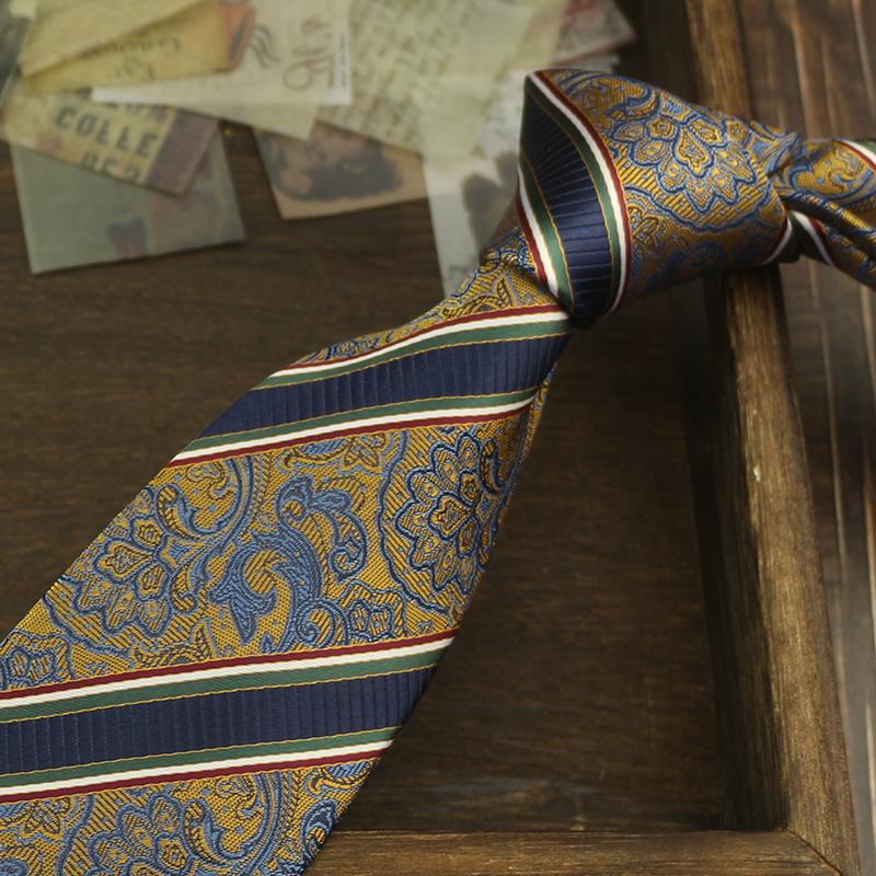 Tie Men'S Retro Coffee Wedding Stage British 8Cm Dress Professional Business Hand Blue Stripe Portuguese Music