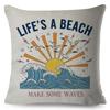 Tropical Island Pillow xcm Rainbow Wave Sunset Design Cotton Linen Blend Cover Soft Decor Cushion Car Sofa Desk Gift