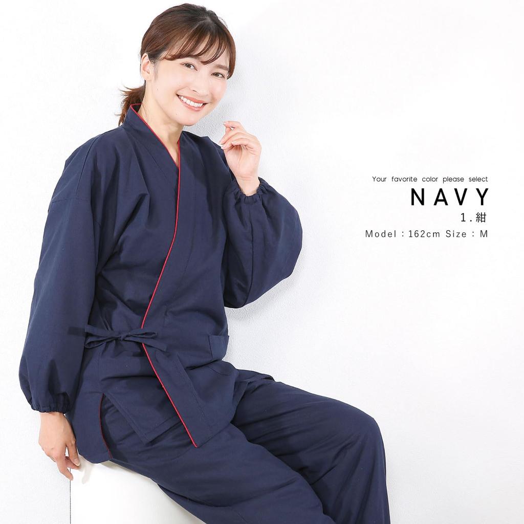 0820 Women's Winter Samue Kimono, Extra Warm, Fleece, Quilted Fill, Warm Lining, Thick, Warm, Workwear, Loungewear [1: Navy/LL Size]