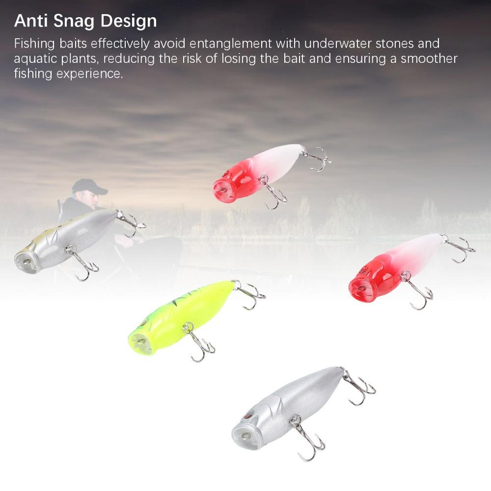 5PCS 6.5cm 9g Fishing Popper Lures Plastic Fishing Lures Lifelike Fishing Bait Set For Tilapia