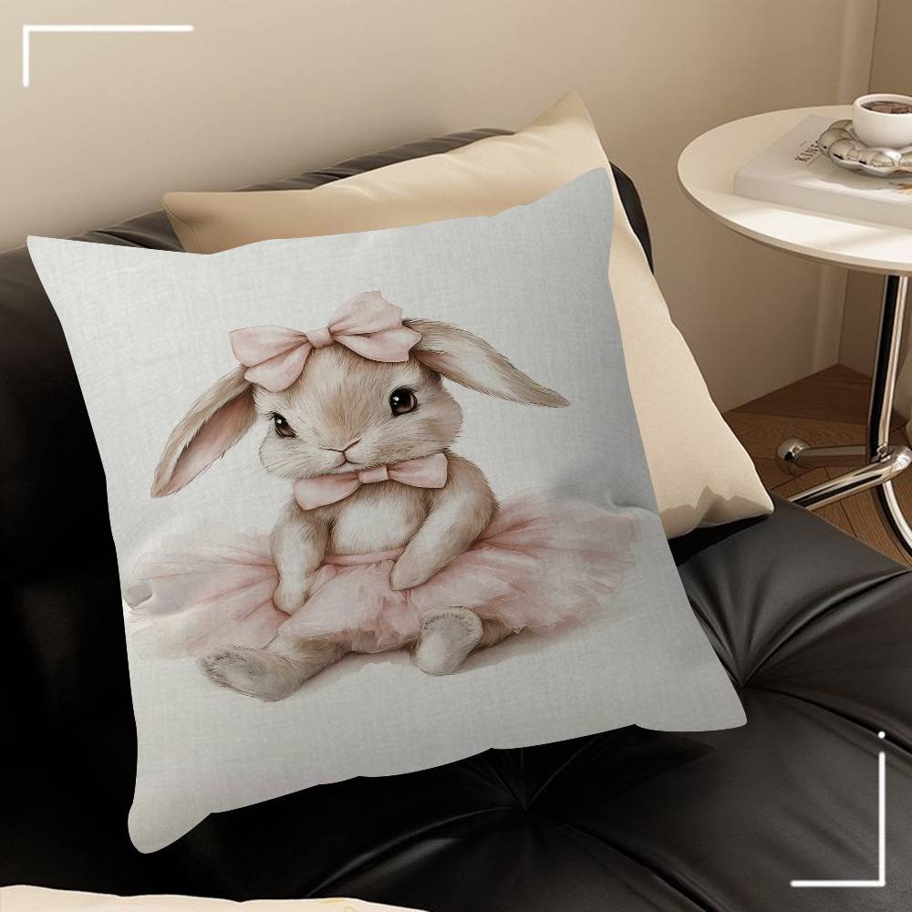 Cute Ballerina Bunny Ballet Animal Pillowcase Toon Gift Cushion Cover Bedroom Home Sofa Chair Seat Decor Pillow Case