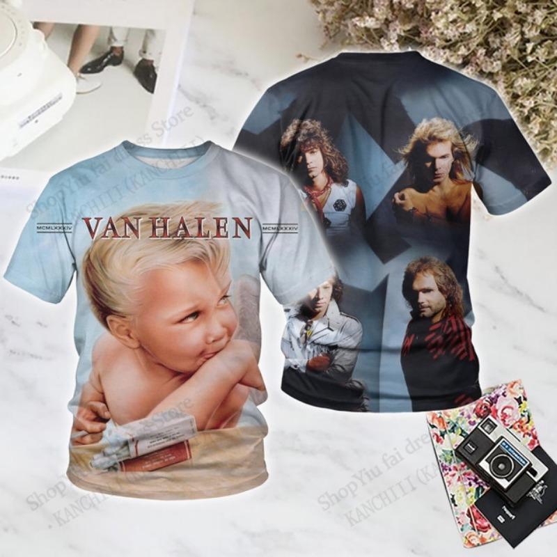 Классическая рок-группа VAN HALEN 3D-печать Футболка Мужчины Женщины Мода Короткий рукав Футболка Дети Хип-хоп Топы Футболки Мужская Одежда Новинка 2025