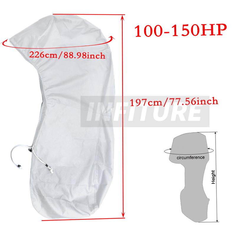 420D 6-225HP Boat Full Outboard Engine Cover Protection Waterproof Sunshade Dust-proof For 6-225HP Motor Grey
