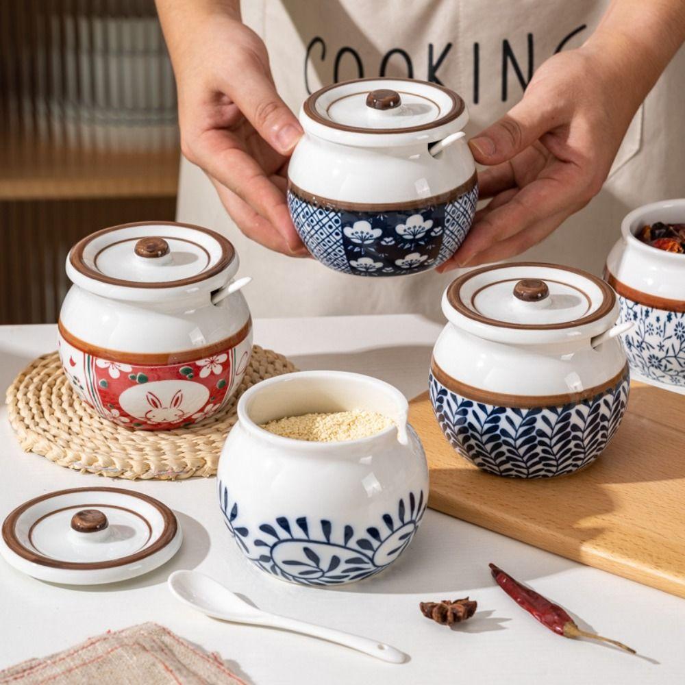 Пылезащитная расписанная вручную керамическая банка 330 мл контейнер для приправ бутылка для приправ соль/сахар