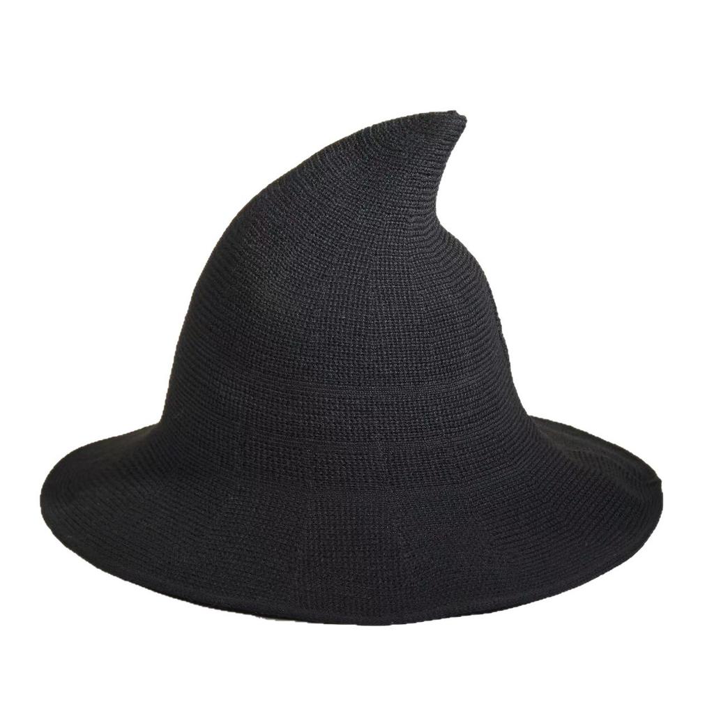 Halloween Wizard Hat Cotton Yarn Knitted Witch Hat Adult Children's Pointed Wizard Hat