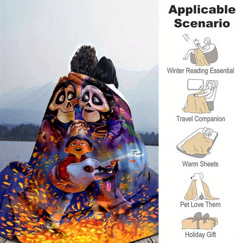 1pc,Dia de los Muertos Day of the Dead Blanket Sugar Skulls, Skeletons, and Marigolds Perfect for Home Decor, Couch Cover, Travel