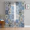 Португальский этнический цветок керамическая плитка тюль прозрачные шторы для гостиной спальни современные вуали органза шторы портьеры