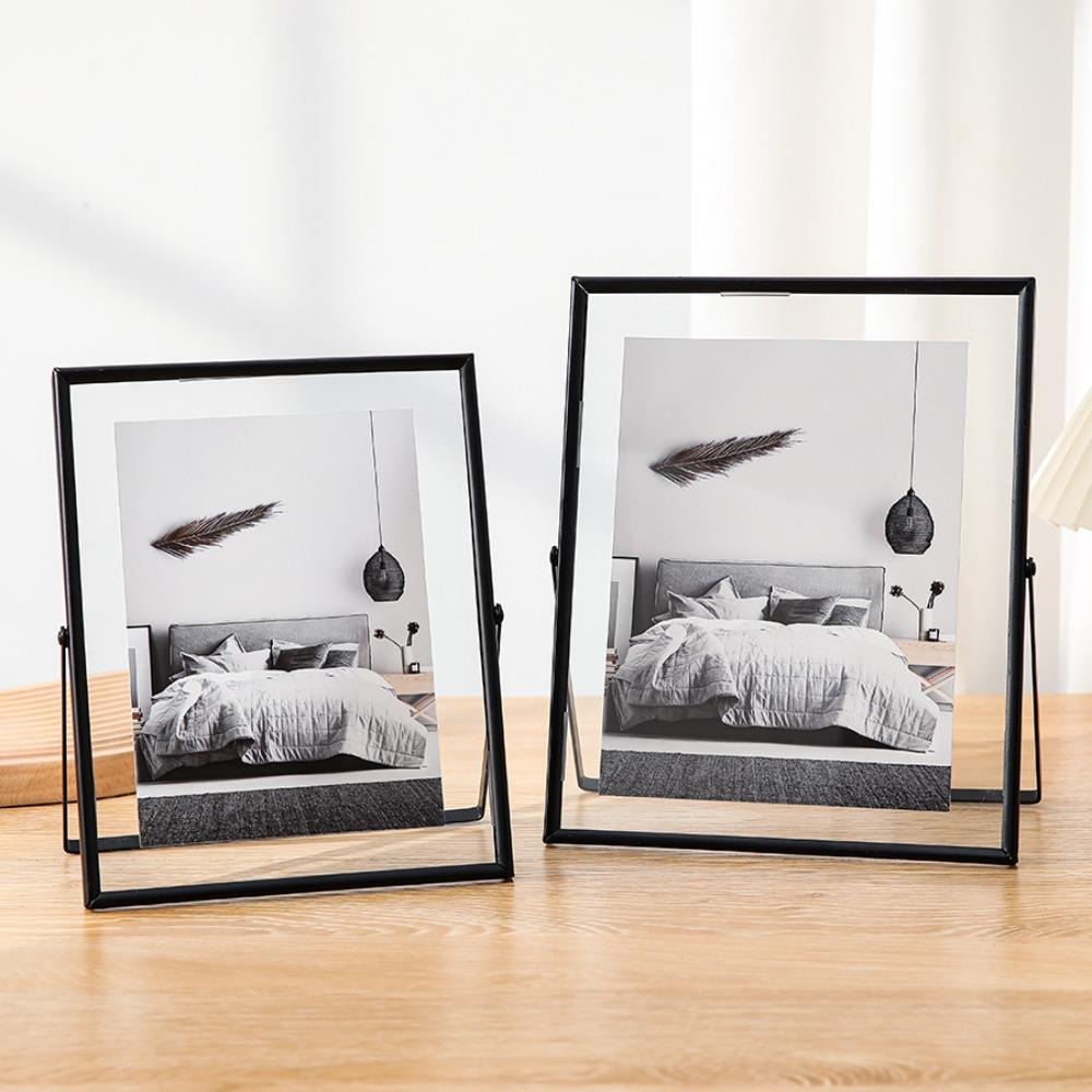 Gold Black Metal Photo Frame Rectangle Picture Frame Durable Storage Frame  Home Desktop Decoration