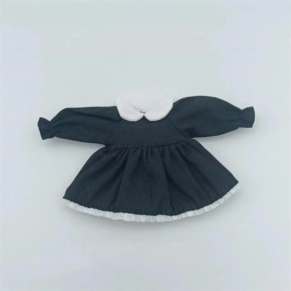 Fashion Doll Clothes Lattice Skirt Dresses For 1/11 OB11 Dolls Outfits Puff Sleeve Dresses For 1/12 BJD Dolls Tops Doll Clothes