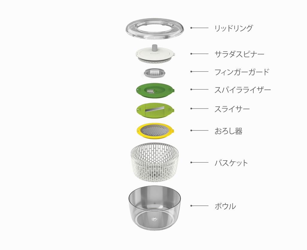 Joseph Joseph Salad Spinner Vegetable Drainer Multiprep Salad Cooker 4 Piece Set Multicolor 20154 [Genuine Product]