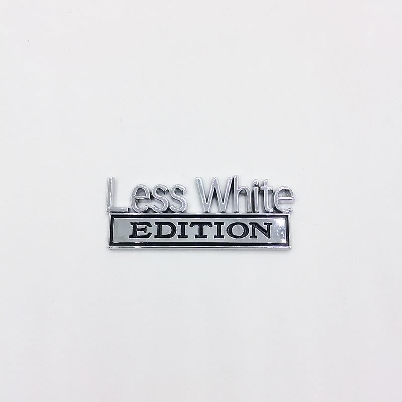 1Pc 3D Metal Less White Edition Logo Car Side Fender Rear Trunk Emblem Badge Sticker Decal