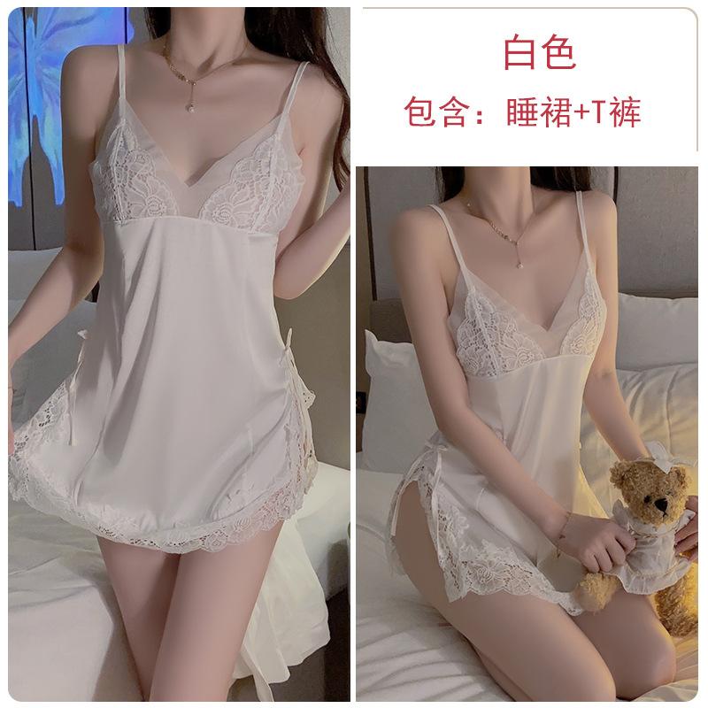Women's Silky Sheer Backless Cami Sleep Dress with Tie Robe Lounge Set