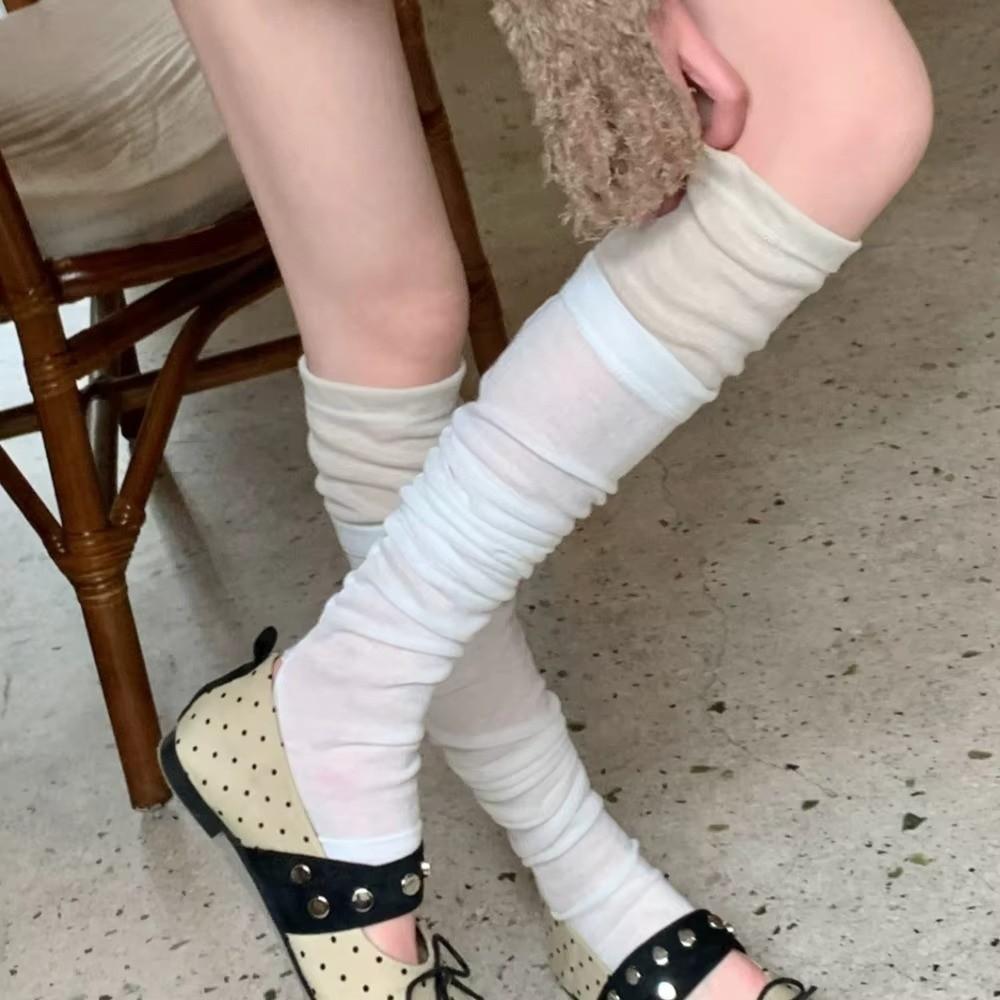 Breathable Thin Slouch Socks Sun Protection Footed Socks Fashion Leg Socks Women
