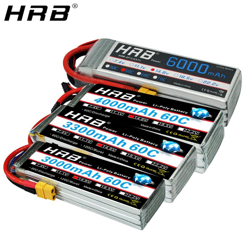 LiPo аккумулятор HRB 4S 14.8V 2200mAh 3300mAh 4000mAh 5000mAh 6000mAh 30C 50C Deans AKKU для RC Автомобиля Квадрокоптера Вертолета Самолета