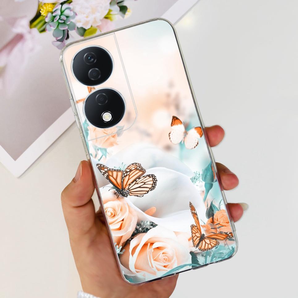 For Cover Honor X7b 5G Case For Honor X8B 4G Love Heart Women Fashion Luxury Pattern Housing Etui Huawei HonorX8b Soft Clear TPU