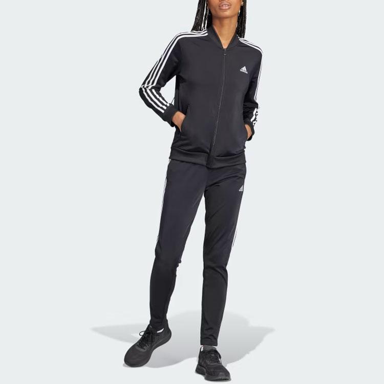 adidas Комплект женского спортивного костюма Essentials 3-Stripes Colorblock с длинным рукавом (куртка и брюки) Черный IJ8781