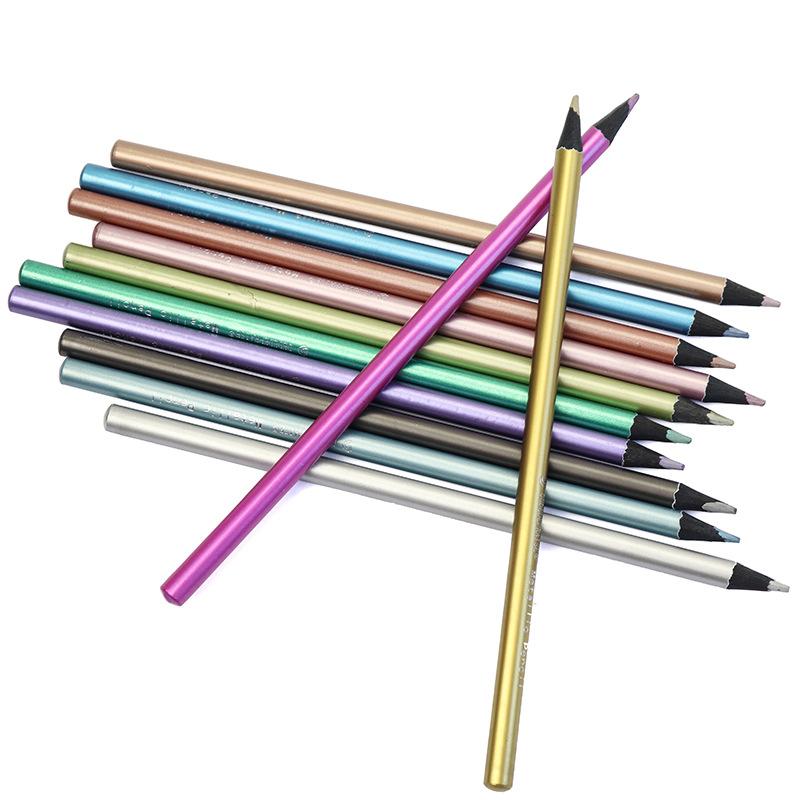 12 шт. металлический цветной маркер цветной карандаш флуоресцентная заливка ручка для рисования художественная ручка черный цвет дерева граффити Diy Ledger