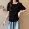 Женская летняя новая повседневная футболка для полных женщин, короткий рукав, свободный корейский топ