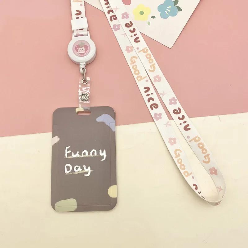 Ins держатель для карточек с героями мультфильмов студенческий кампус подвесная сумка на шею шнурок для удостоверения личности защитный чехол для защиты от потери чехол для карты подарки