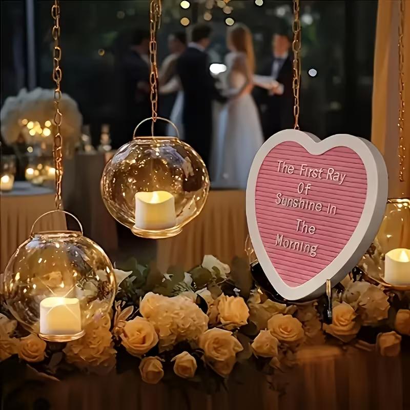Heart-Shaped Felt Letter Board Sign,Interchangeable White Letters, Numbers, and Icons, Suitable for Parties, Baby Announcements