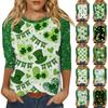 Женская ул.. Топ с принтом ко Дню Святого Патрика, круглым вырезом и рукавом три четверти