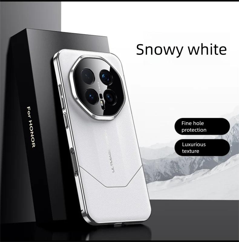 Премиальный чехол из веганской кожи в деловом стиле для Honor Magic 7/8 pro с гальванизированной рамкой и вырезом для защиты объектива камеры