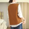 Трикотажный жилет женский свободный безрукавный свитер без рукавов винтажный свободный жилет льняной повседневный жилет с круглым вырезом