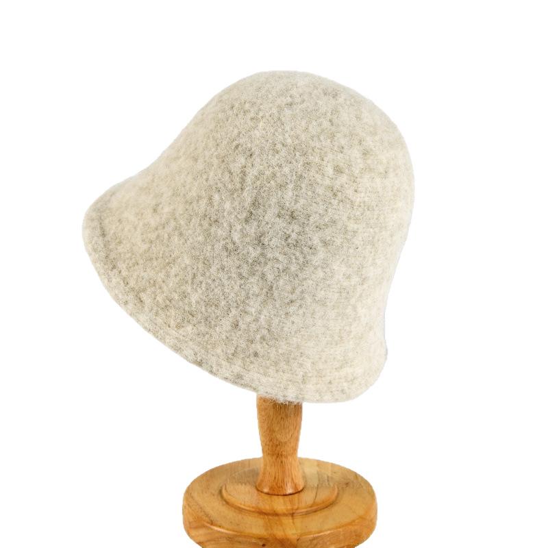 Женская вязаная шляпа-ведро из смесовой шерсти в корейском стиле - Теплая, универсальная, для большой головы, на осень/зиму