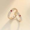 Adjustable Open Ring Set Couples Geometric Vintage Style Plated Romantic Gift