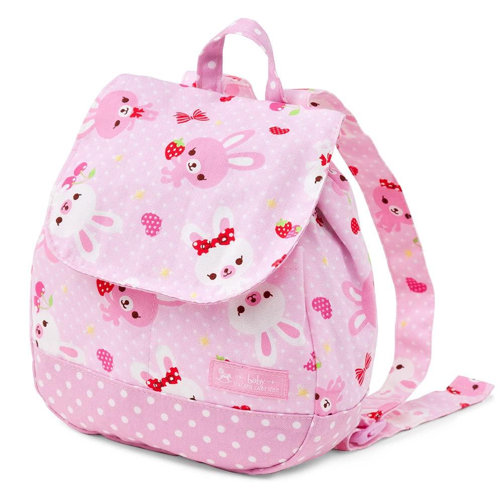 COLORFUL CANDY STYLE Backpack for Perfect for First Birthday Cute Happy Bunny and Friends Bunny Design Polka B1603600 Girls, Baby/Kids Backpack,