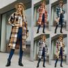 Women's Plaid Print Open Front Jacket Casual Single Breasted Windbreaker