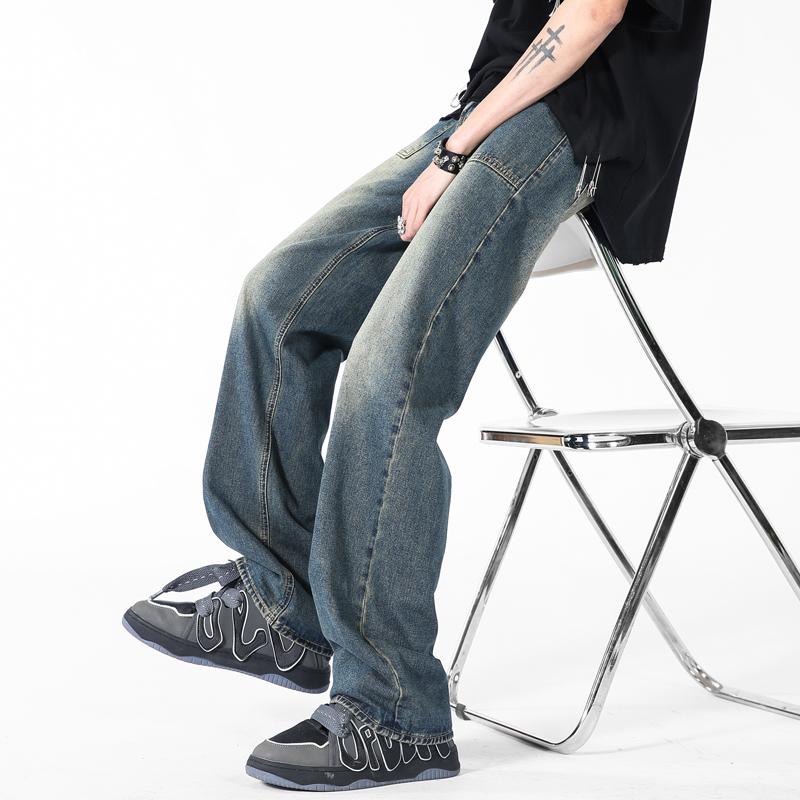 Брюки для мытья полов, джинсы больших размеров, весенне-осенние мужские свободные брюки с большими краями