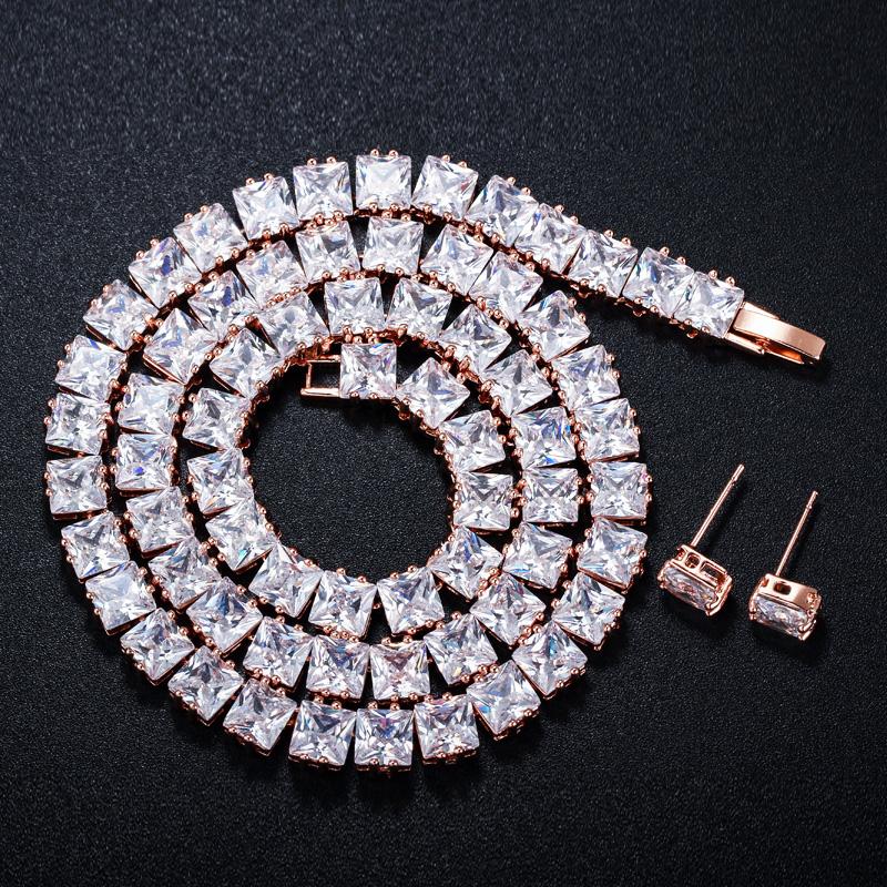 CMM 2 шт. классический бренд принцессы с цирконием колье-колье комплект серег серебро, розовое золото свадебные украшения для женщин подарок
