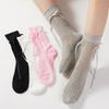 Long Women's Socks High Quality Solid Color Bow Sweet Socks Femme Mesh Hollow Out Cute JK Ladies Ballet Comfortable Loose Socks