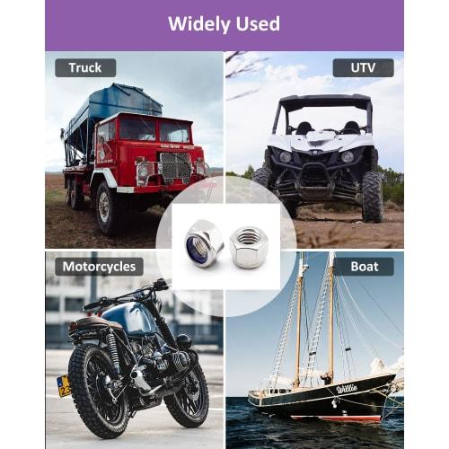 TAORAYO 50-Piece Hex Lock Nut, Nylon Lock Nut, 304 Stainless Steel, Hex Head Nut with Nylon Insert, Self-Locking, Replacement Part for Cars, Bicycles,