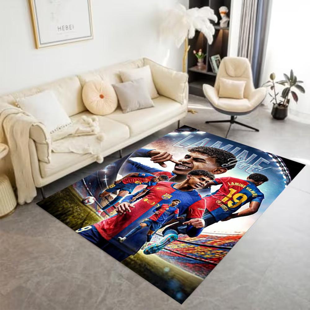 Lamine Yamal's Football Player Action Floor Rug Office Rug Perfect for Dining Room Dormitory Balcony Game Room Anti-slip Rug Office home decor