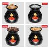 Ceramic Clay Candle Operated Aroma Burner (Black; 9 Cm)