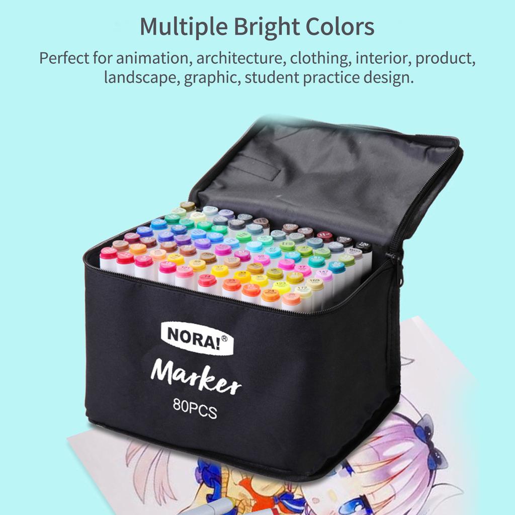 Набор спиртовых маркеров 30/40/60/80 цветов, цветные ручки с двойным наконечником, тонкие художественные маркеры, упакованные в тканевый мешочек