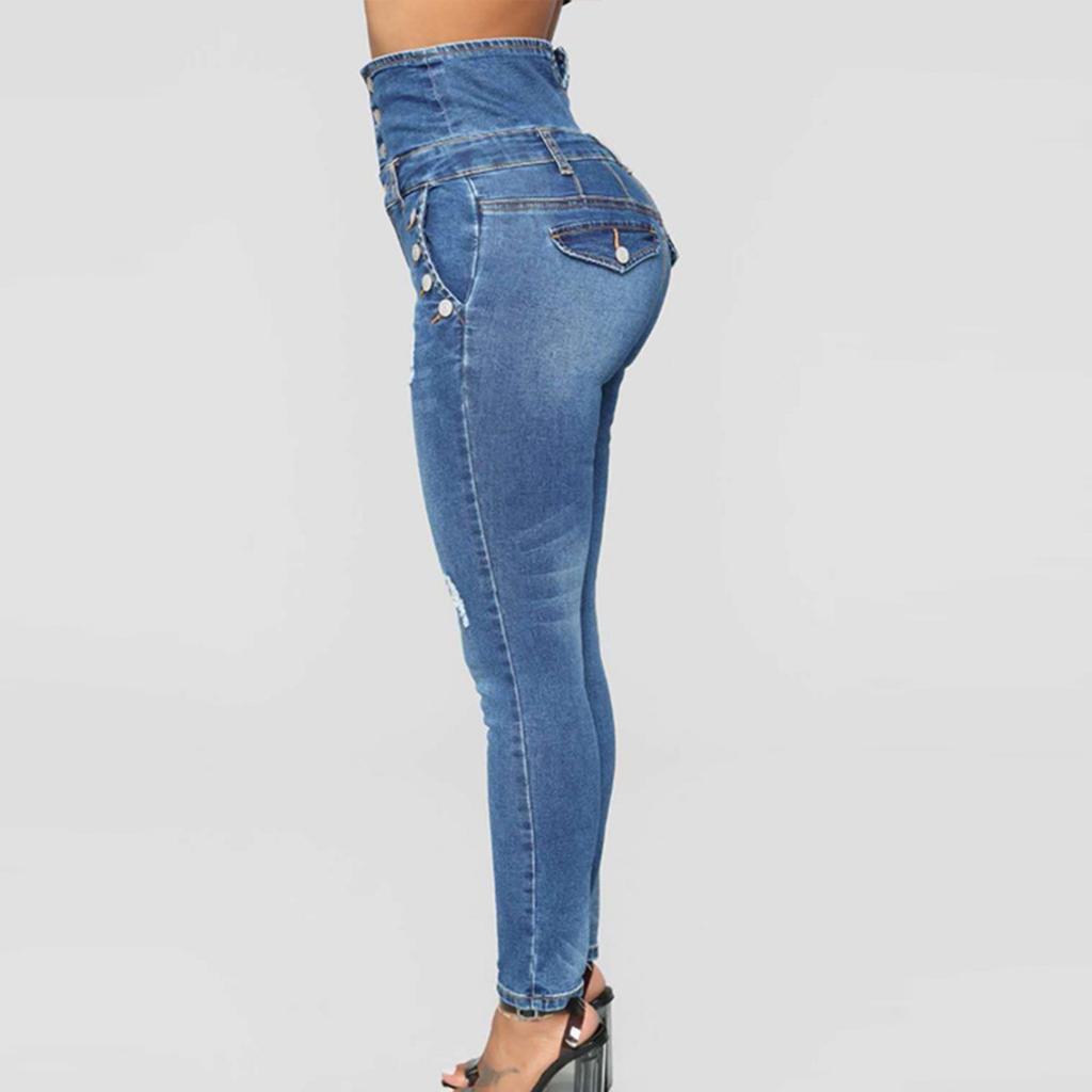 Women Fashion Jeans Fix Sexy Print Ripped Jeans Plus Size Trousers