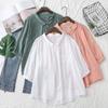 Summer Solid Color Pleated Loose Fit Women's Cardigan Short Sleeved Top Blouses & Shirts
