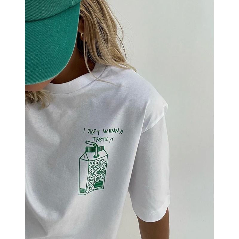 Niche American Vintage Ins Simple Illustration Style Cotton Loose Short Sleeve T-shirt Women