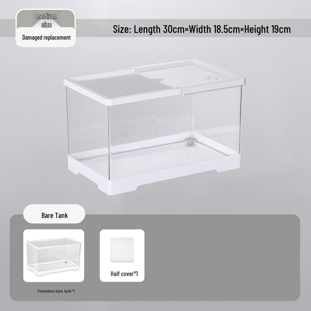 Компактный террариум для черепахи с платформой для обогрева - Элегантная настольная среда обитания с крышкой для экологичной гостиной