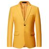 Korean Yellow Double Button Men's 6XL Slim Fit Casual Suit Jacket - Non-Iron