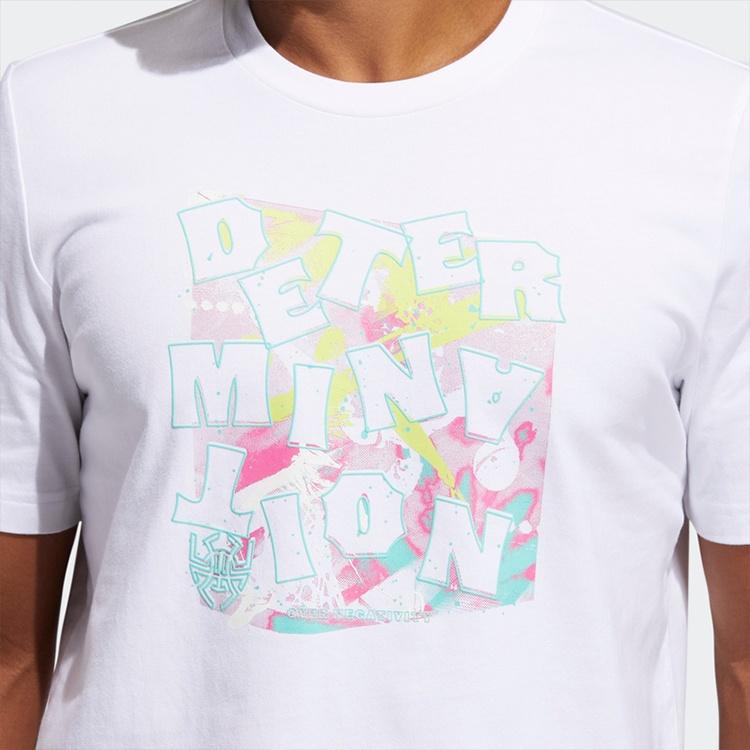 Men's adidas Minimalistic Alphabet Printing Casual Round Neck Short Sleeve White T-Shirt GK3603